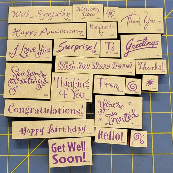 Set of 23 Word Rubber Stamps Only one used - Picture 1 of 3